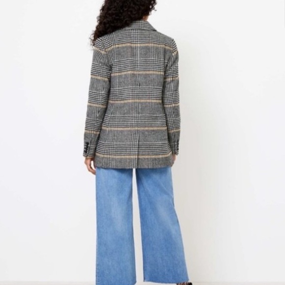 LOFT Plaid Open-Front Blazer in Gray and Tan - Picture 2 of 9